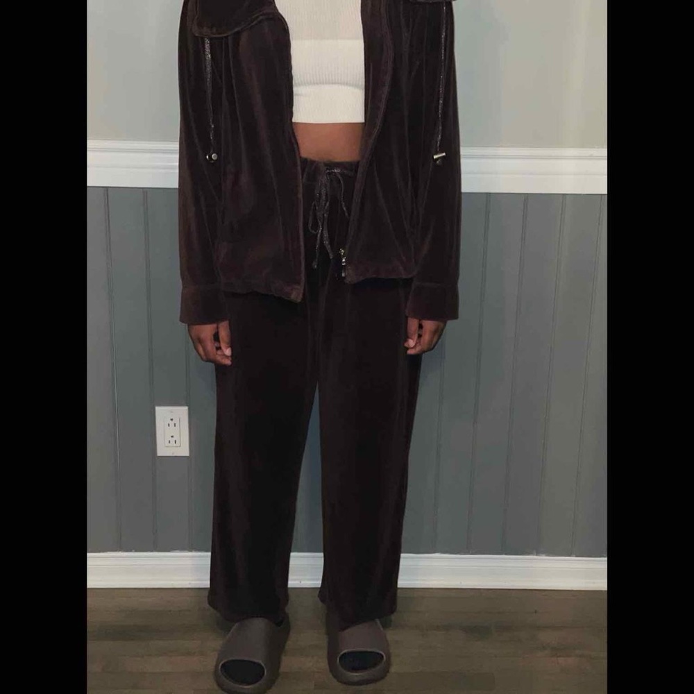 Chocolate brown velour y2k tracksuit